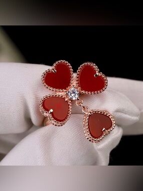 Red Clover Heart Pendant Necklace